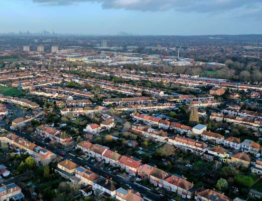 Sky view of houses