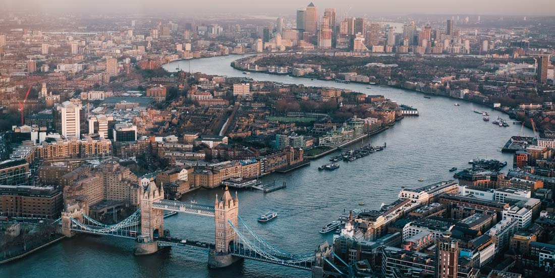 Sky view of central London